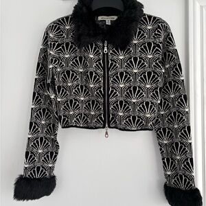 Urban Outfitters Black and White Art Deco Cardigan